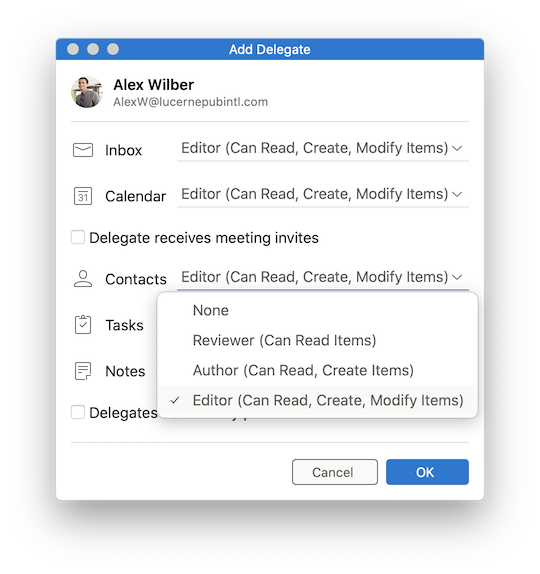 outlook for mac dossiers 16.9